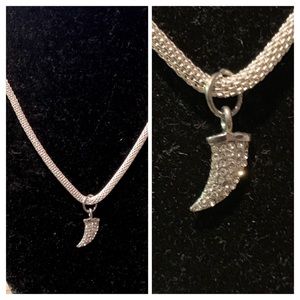 Silver Crystal Horn Necklace
